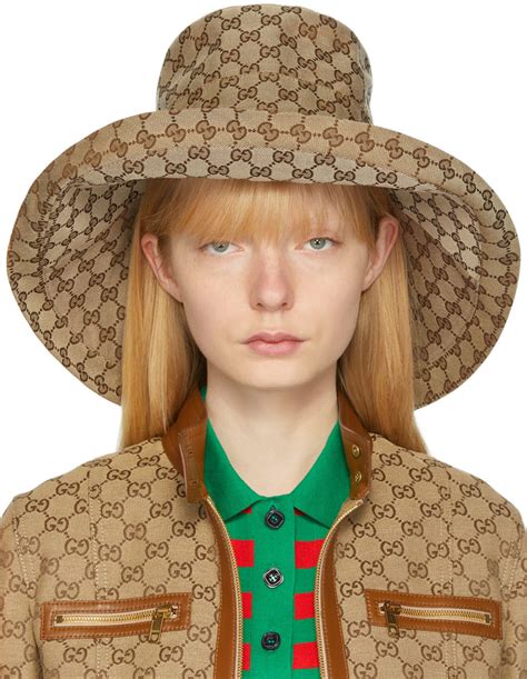 wide brimmed gucci hat|gucci gg canvas hat.